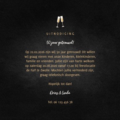 Jubileumkaart feest champagne met foto en gouden linten 3