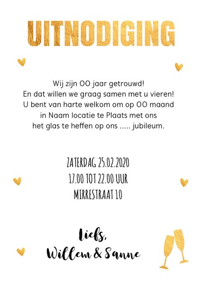 Jubileumkaart fotocollage goud hartjes 5 jaar 3