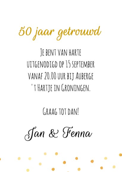 Jubileumkaart geelgouden hartjes 3