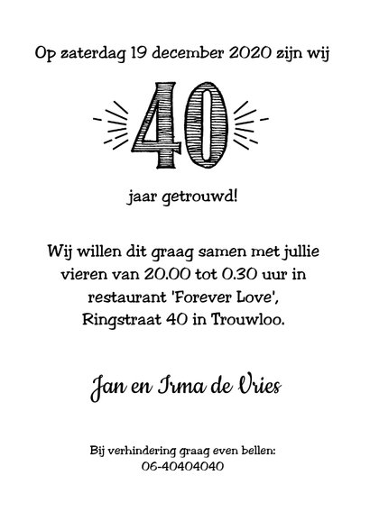 Jubileumkaart getrouwd in 1980 al 40 jaar een geweldig paar 3