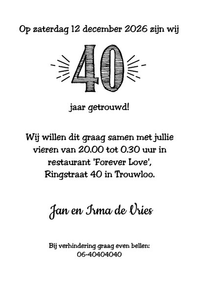 Jubileumkaart getrouwd in 1986 al 40 jaar een geweldig paar 3