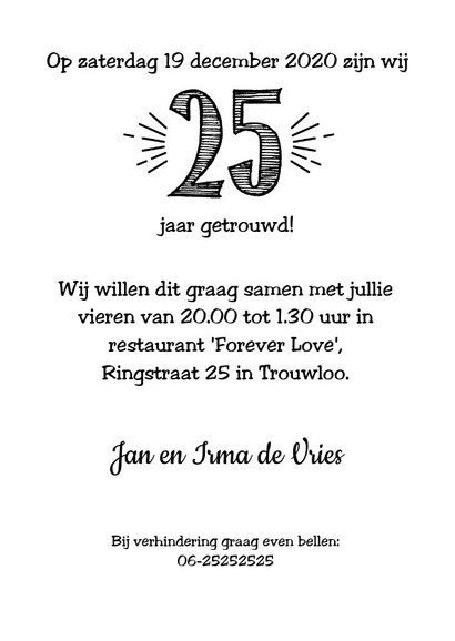 Jubileumkaart getrouwd in 1994 al 25 jaar een geweldig paar 3