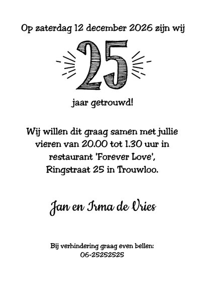 Jubileumkaart getrouwd in 2001 al 25 jaar een geweldig paar 3