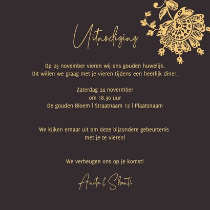 Jubileumkaart goud bloemen chintz 3