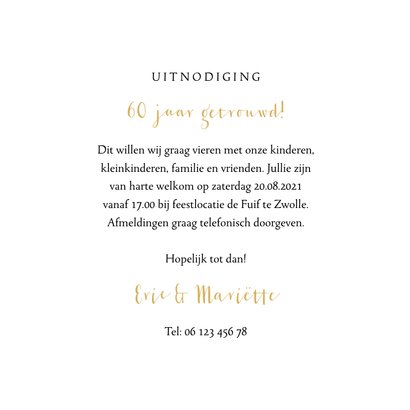 Jubileumkaart gouden bloemen met foto en jaartal 3