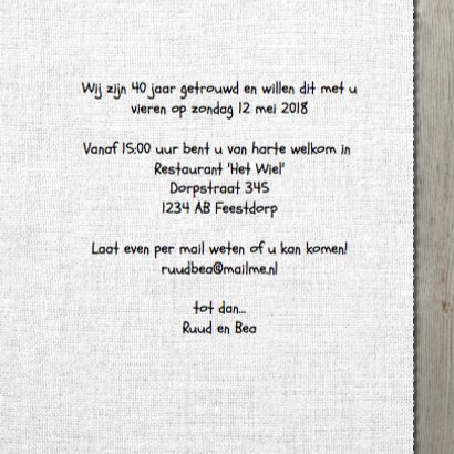 Jubileumkaart groot hart van rozen op hout 3