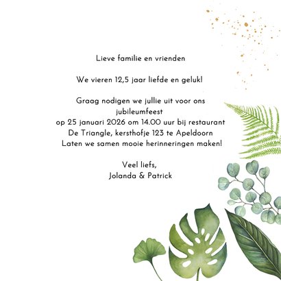 Jubileumkaart hart botanical blad 3
