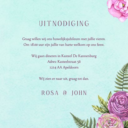Jubileumkaart hart rozen 3