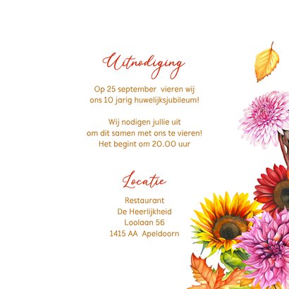 Jubileumkaart herfstbloemen 3