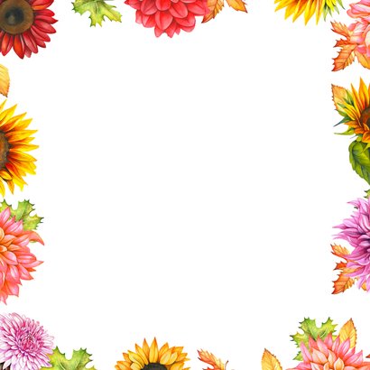 Jubileumkaart herfstbloemen Achterkant