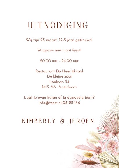 Jubileumkaart hippe droogbloemen 3
