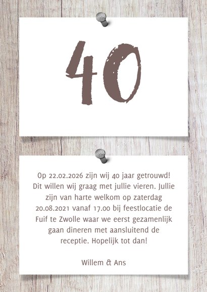 Jubileumkaart hout met fotocollage en spijkers 3