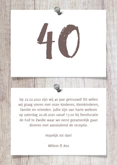 Jubileumkaart hout met fotocollage en spijkers 3