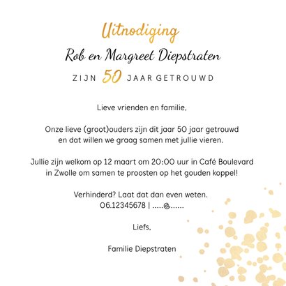 Jubileumkaart huwelijk 50 jaar goudlook stijlvol 3