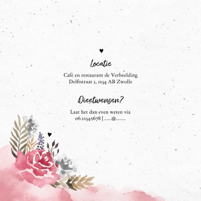 Jubileumkaart huwelijk met watercolor bloemen 2