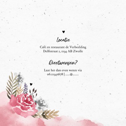 Jubileumkaart huwelijk met watercolor bloemen 2
