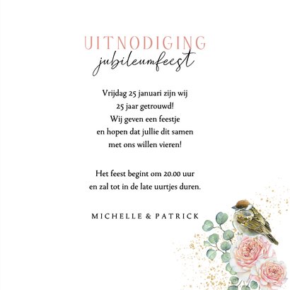 Jubileumkaart huwelijk rozen botanical 3