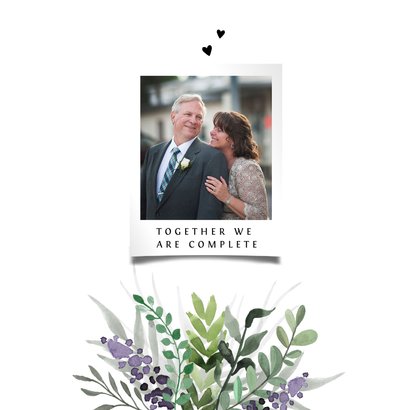 Jubileumkaart huwelijk stijlvol en klassiek met bloemen 2