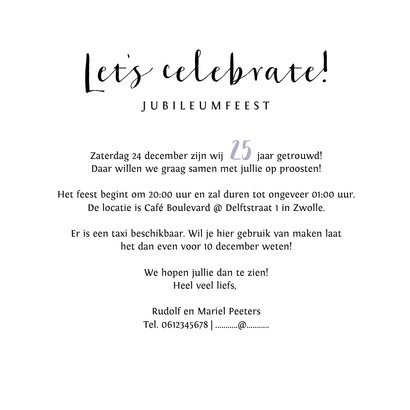 Jubileumkaart huwelijk stijlvol en klassiek met bloemen 3