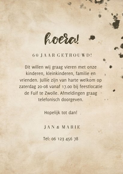 Jubileumkaart 'jubileum' vintage met getal en foto's 3