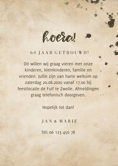 Jubileumkaart 'jubileum' vintage met getal en foto's 3