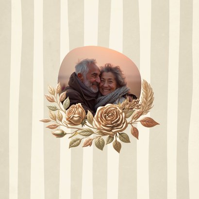 Jubileumkaart klassiek met foto en bloemen 2