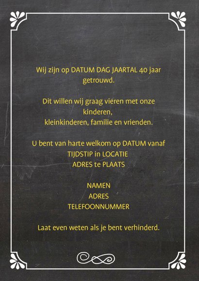 Jubileumkaart krijtbord geel 3