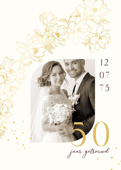 Jubileumkaart Magnolia's goud 2