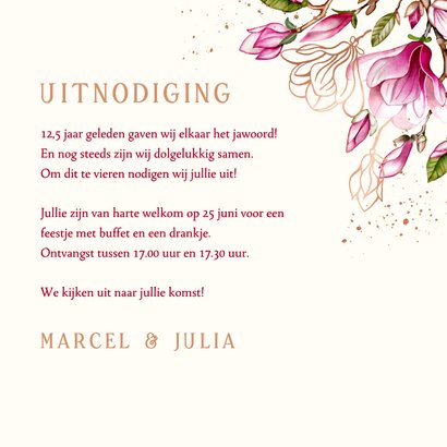 Jubileumkaart magnoliatakken met koperfolie 3