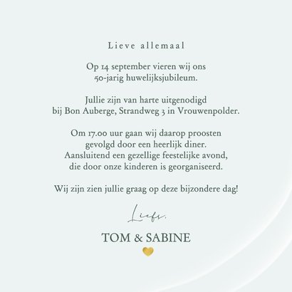 Jubileumkaart met bruidsbloemen in pastel 3