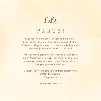 Jubileumkaart met foto, wegwijzer en bloemen 25 jaar 3