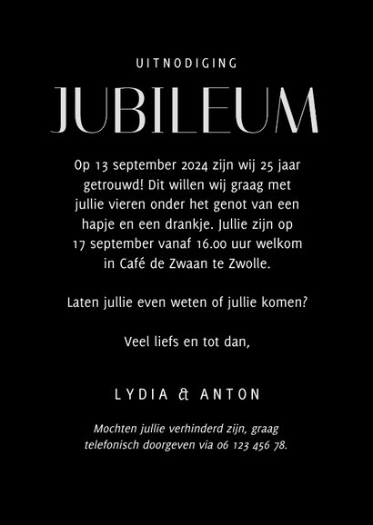 Jubileumkaart met grote foto en zilveren 25 jubileum 3