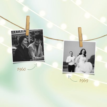 Jubileumkaart met lampjes, foto's en knijpers 2