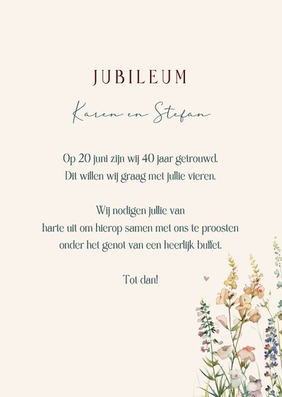 Jubileumkaart met prachtige veldbloemen 3