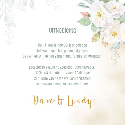 Jubileumkaart met witte rozen 3