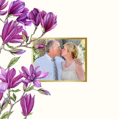 Jubileumkaart paarse magnolia bloemen uitnodiging 2