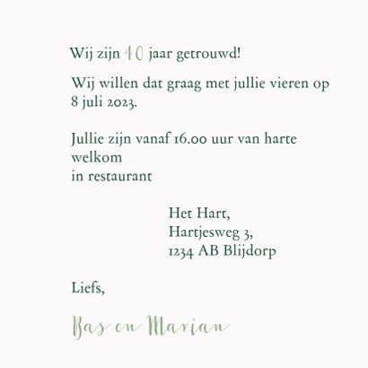 Jubileumkaart Romantische vogels 3
