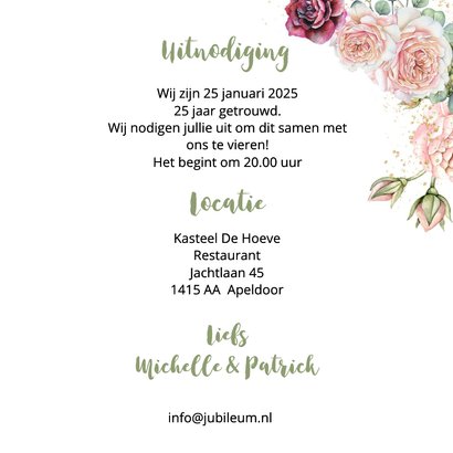 Jubileumkaart rozen eucalyptusblad 3