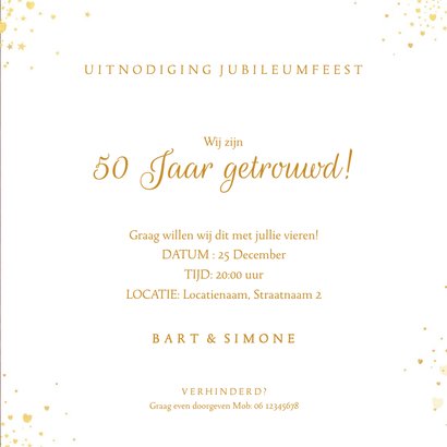 Jubileumkaart stijlvol met hartjes 50 jaar getrouwd 3