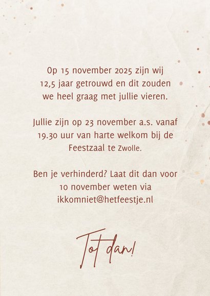 Jubileumkaart uitnodiging 12,5 jaar getrouwd met koperfolie 3