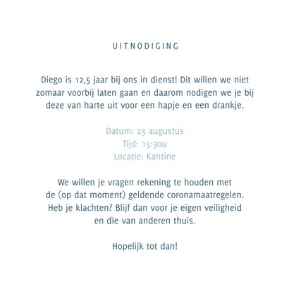 Jubileumkaart uitnodiging feestje blauw 3