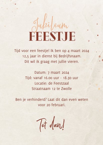 Jubileumkaart uitnodiging feestje met waterverf en foto 3