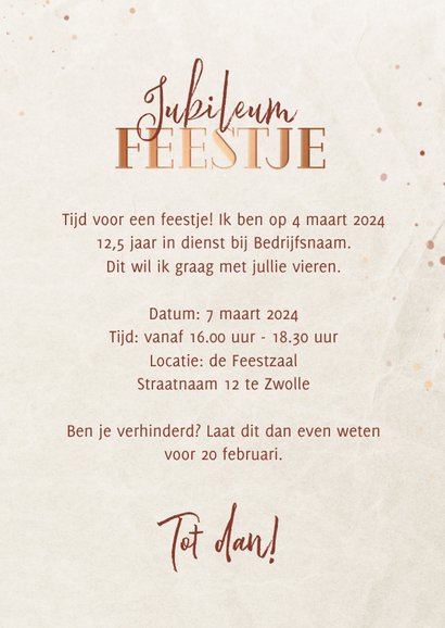 Jubileumkaart uitnodiging feestje met waterverf en foto 3