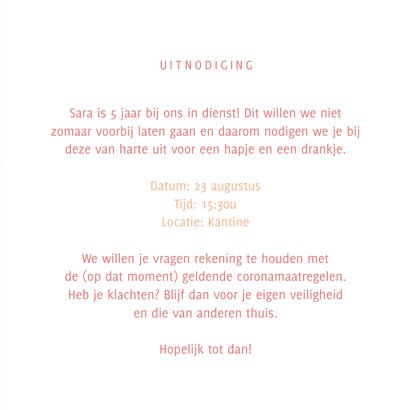 Jubileumkaart uitnodiging feestje roze 3