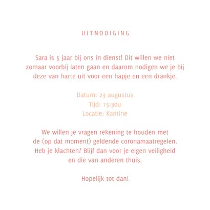 Jubileumkaart uitnodiging feestje roze 3