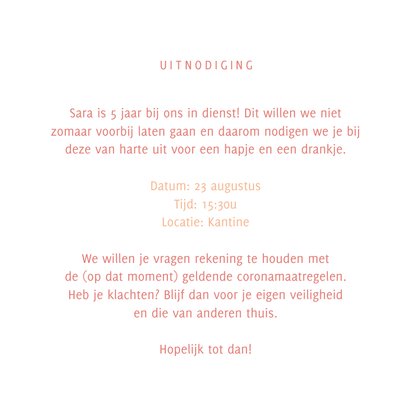 Jubileumkaart uitnodiging feestje roze 3