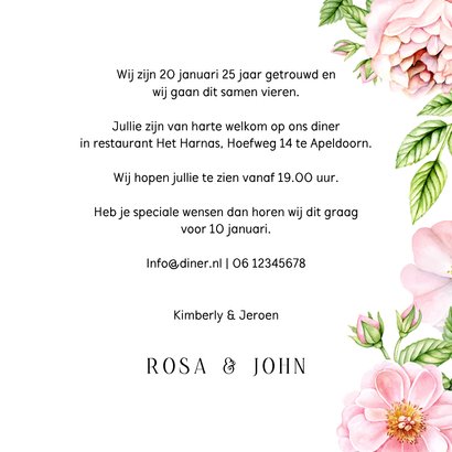 jubileumkaart uitnodiging rozen 3