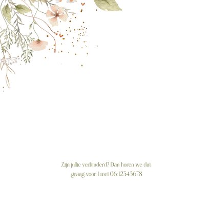 Jubileumkaart veldbloemen met glitterlook 2
