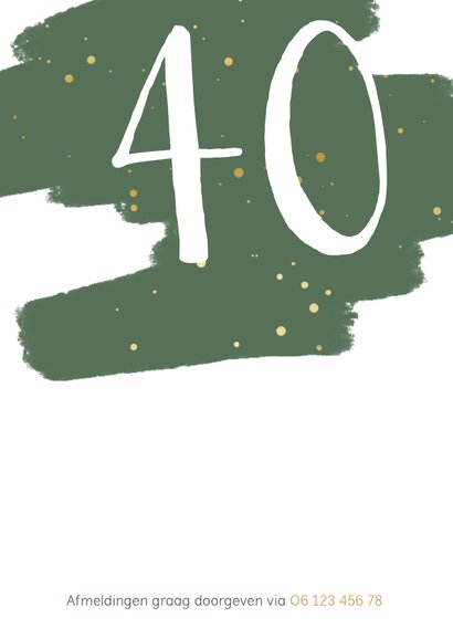 Jubileumkaart verflook en gouden spetters staand 2