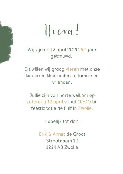 Jubileumkaart verflook en gouden spetters staand 3